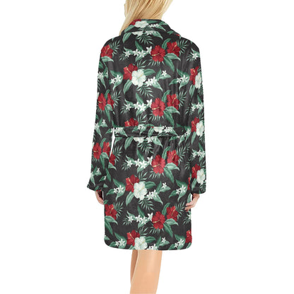 Tropical Flower Print Design LKS303 Women's Fleece Robe
