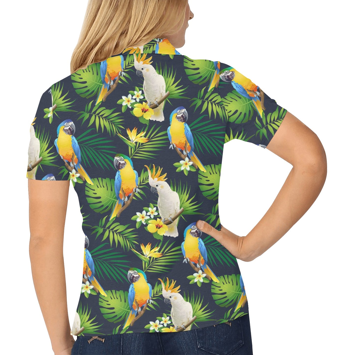 Parrot Pattern Print Design A03 Women's Polo Shirt
