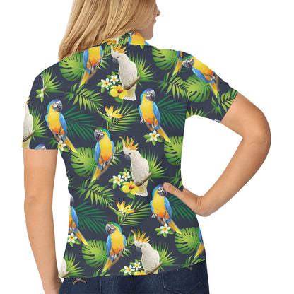 Parrot Pattern Print Design A03 Women's Polo Shirt