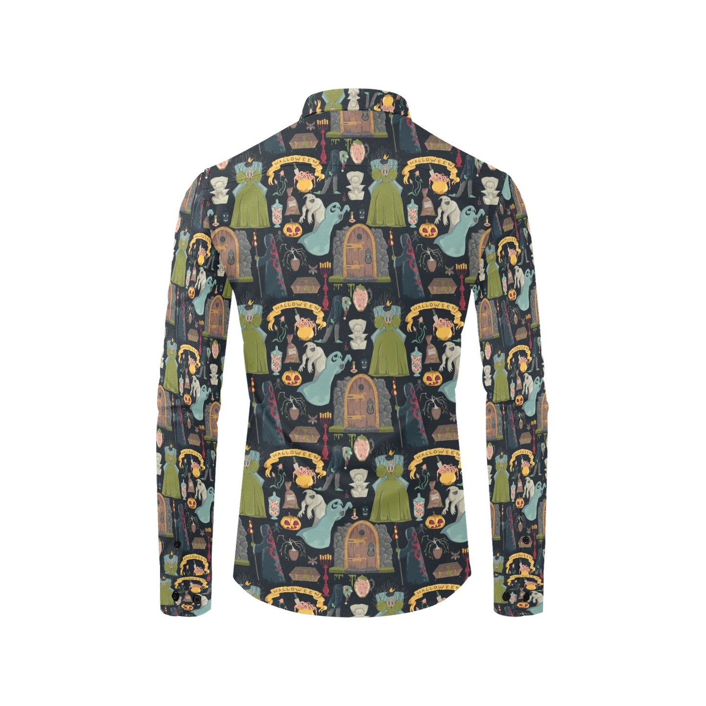 Creepy Halloween Print Design LKS304 Men's Long Sleeve Dress Shirt
