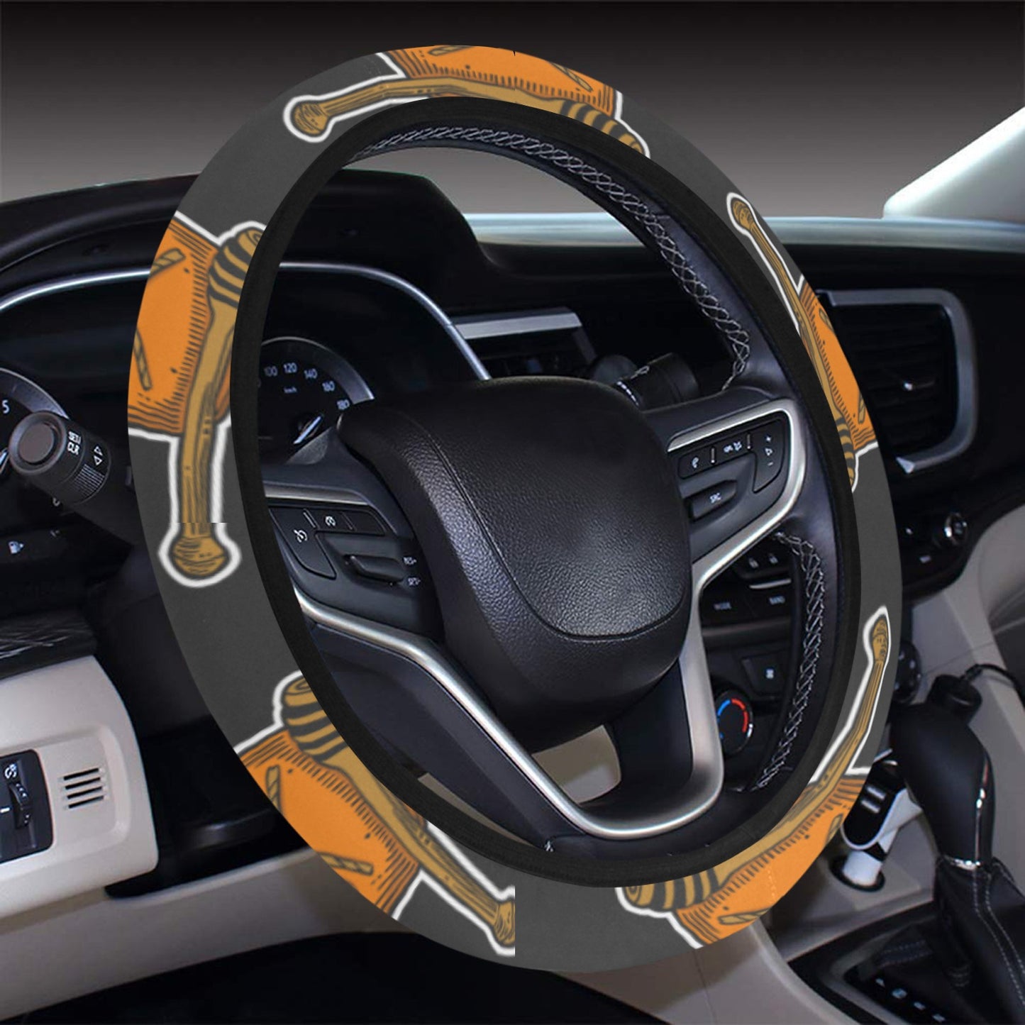 Honey Bee Print Design LKS305 Steering Wheel Cover with Elastic Edge