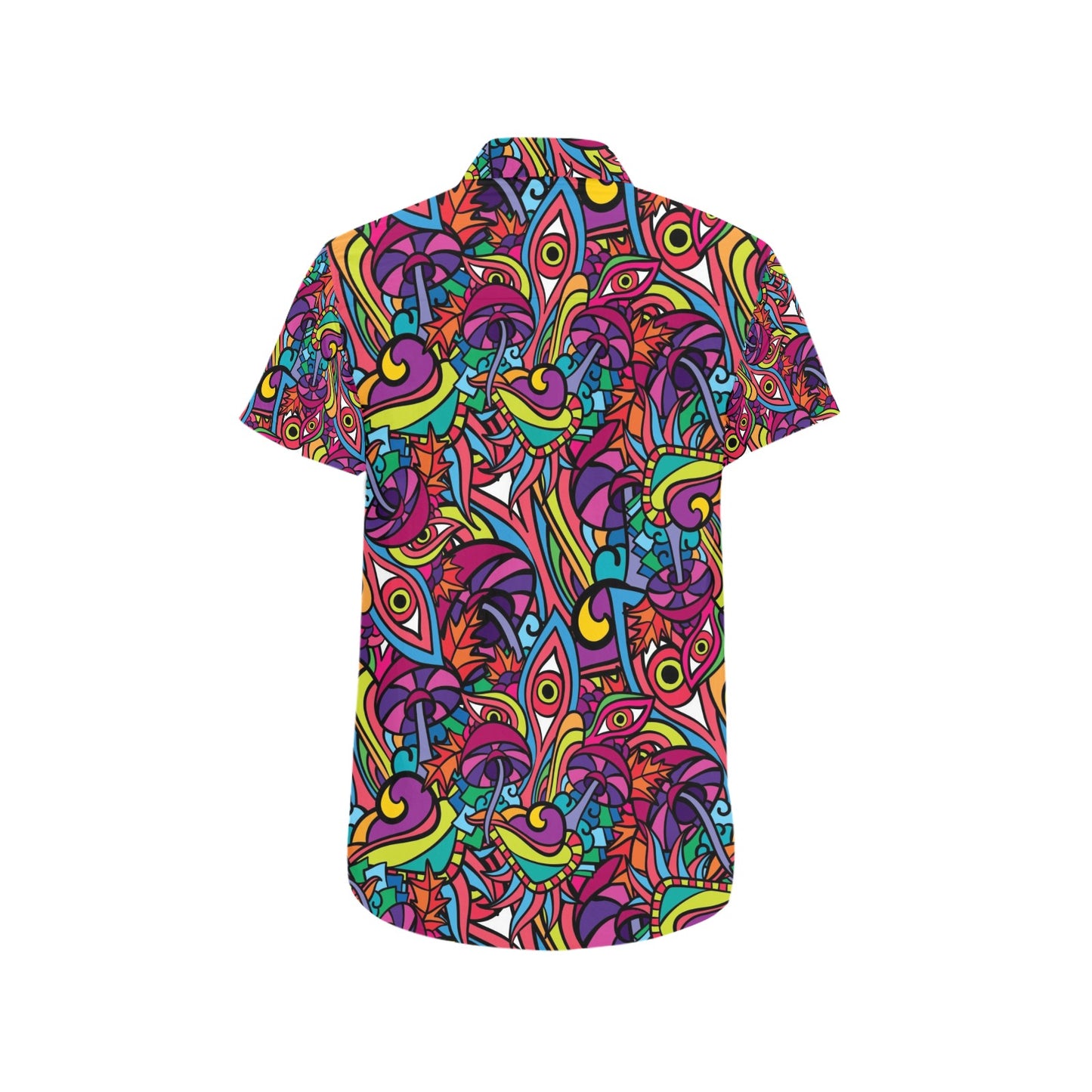 Trippy Print Design LKS302 Men Short Sleeve Button Up Shirt