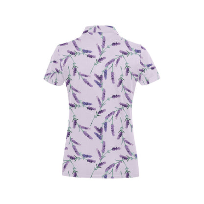 Lavender Pattern Print Design 02 Women's Polo Shirt