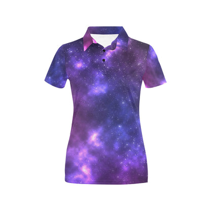 Celestial Purple Blue Galaxy Women's Polo Shirt