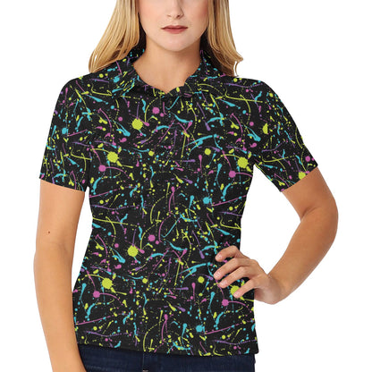 Splatter Multicolor Print Design LKS302 Women's Polo Shirt