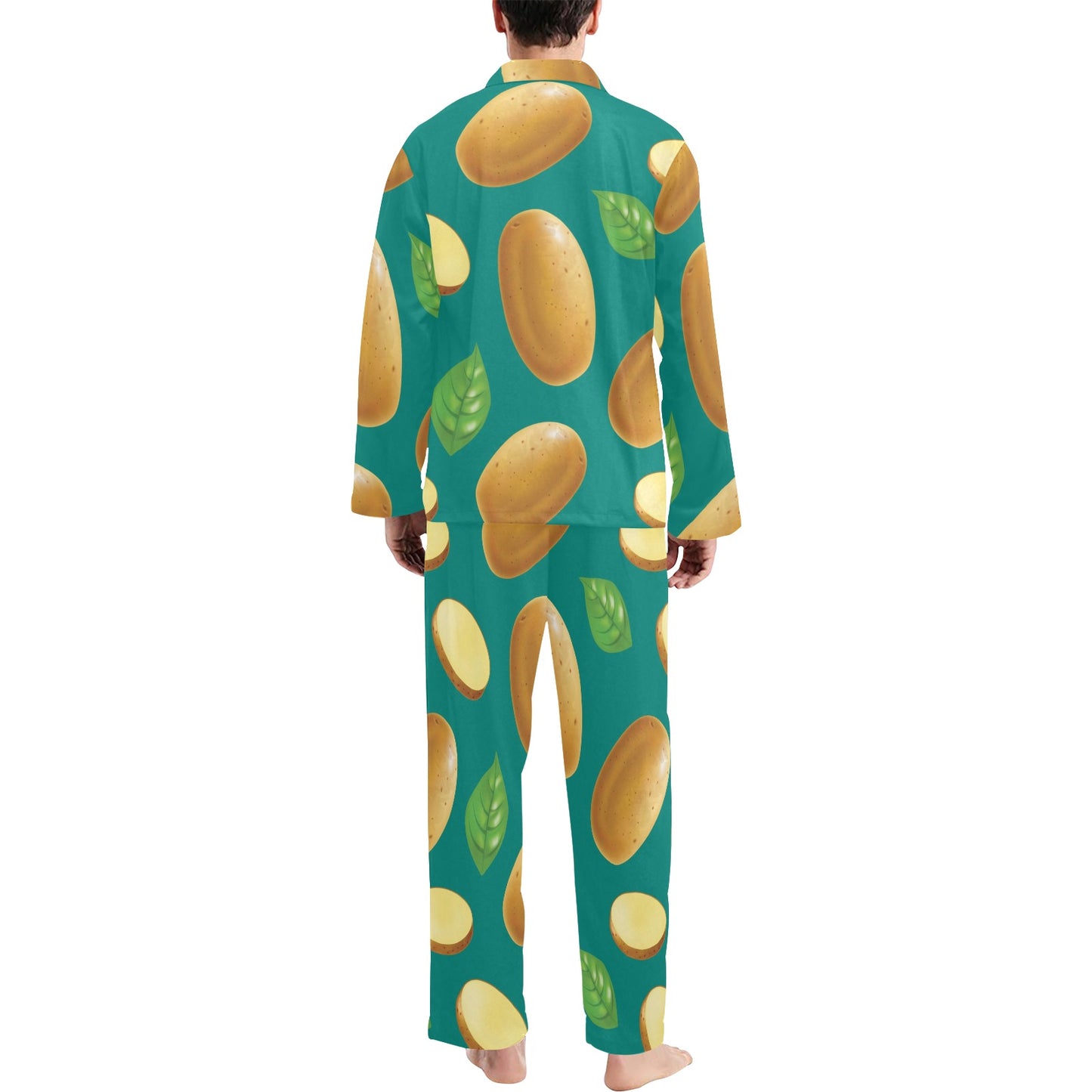 Potato Pattern Print Design A04 Men's Long Pajama Set