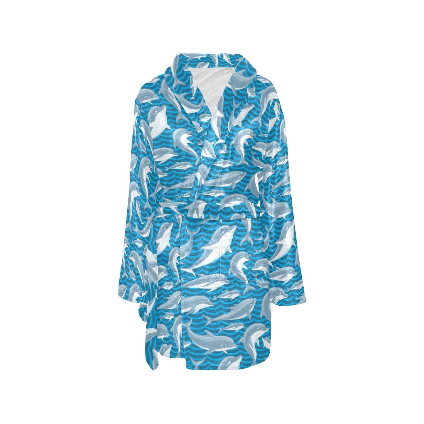Dolphin Cute Print Pattern Women's Fleece Robe