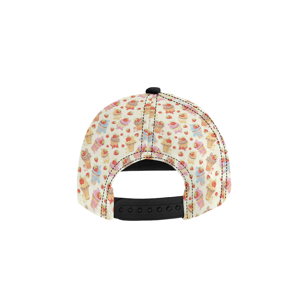 Cupcakes Strawberry Cherry Print Snapback Cap