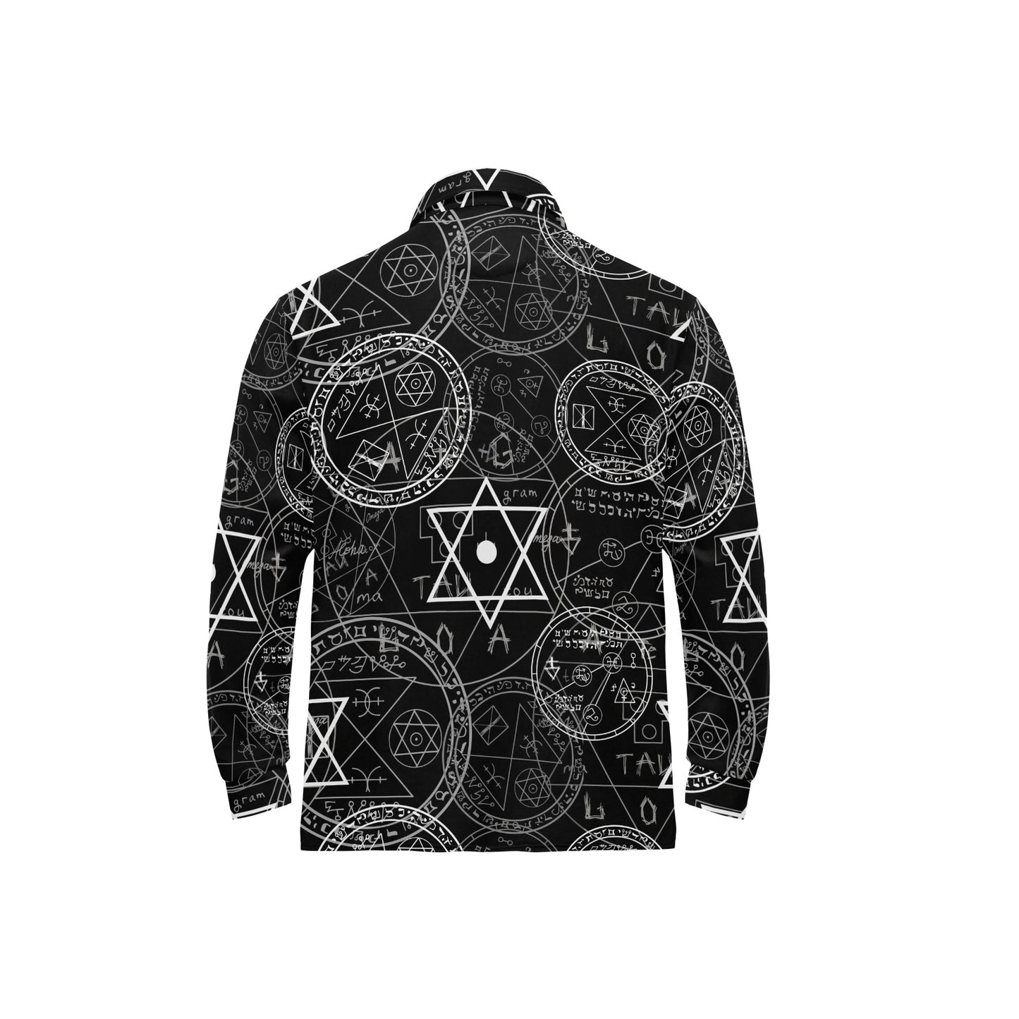 Pentagram Pattern Print Design A01 Long Sleeve Polo Shirt For Men's