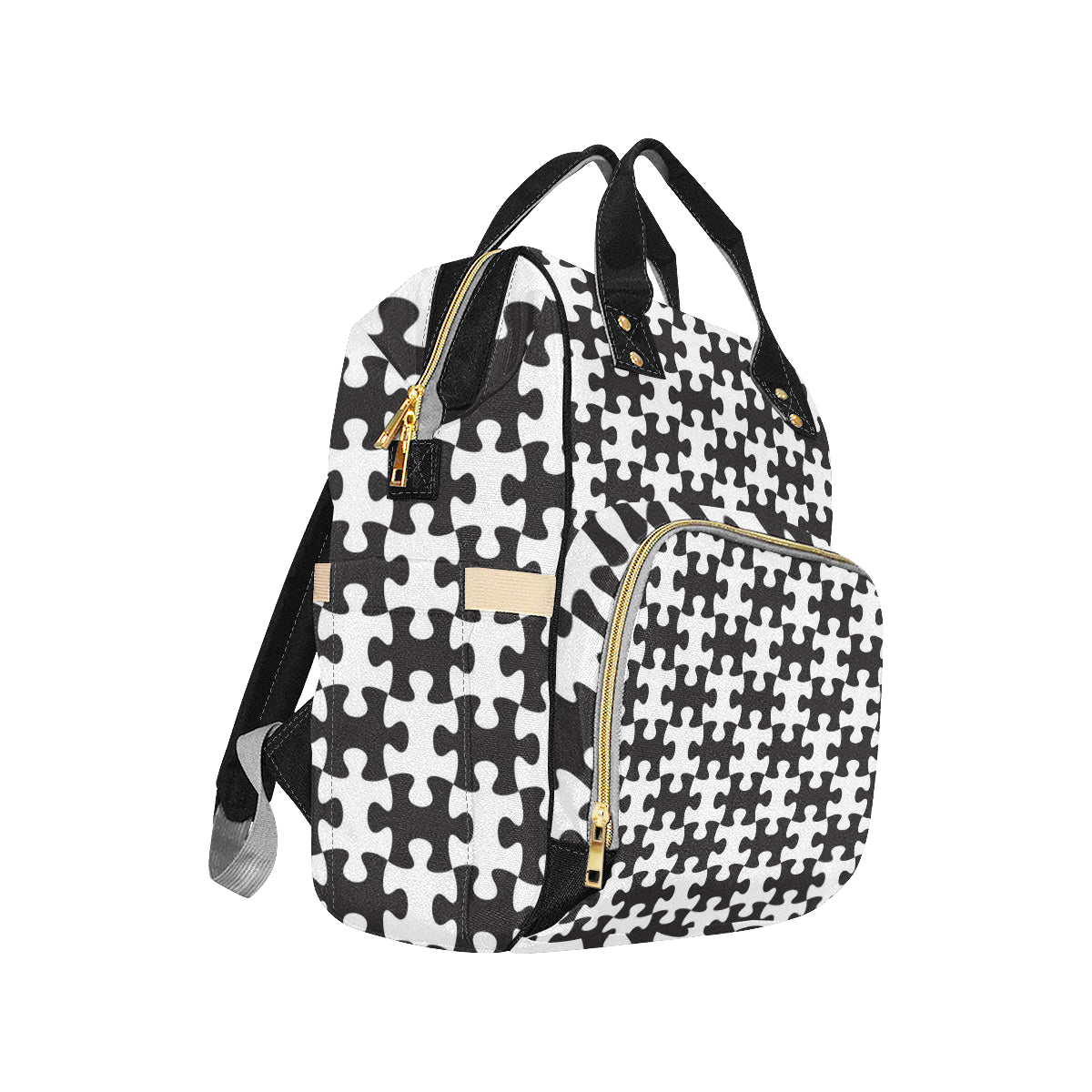 Puzzle Black White Pattern Print Design A02 Diaper Bag Backpack