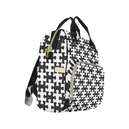 Puzzle Black White Pattern Print Design A02 Diaper Bag Backpack