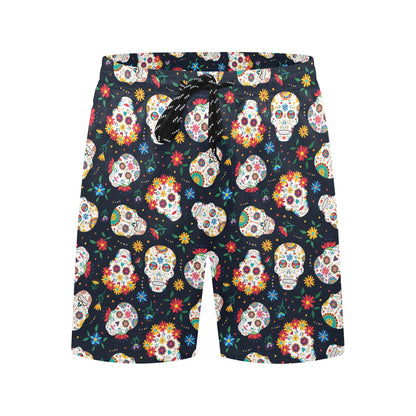 Sugar Skull Print Design LKS305 Men's Swim Trunks Beach Shorts
