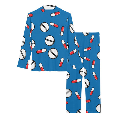 Pill Pattern Print Design A05 Women's Long Pajama Set