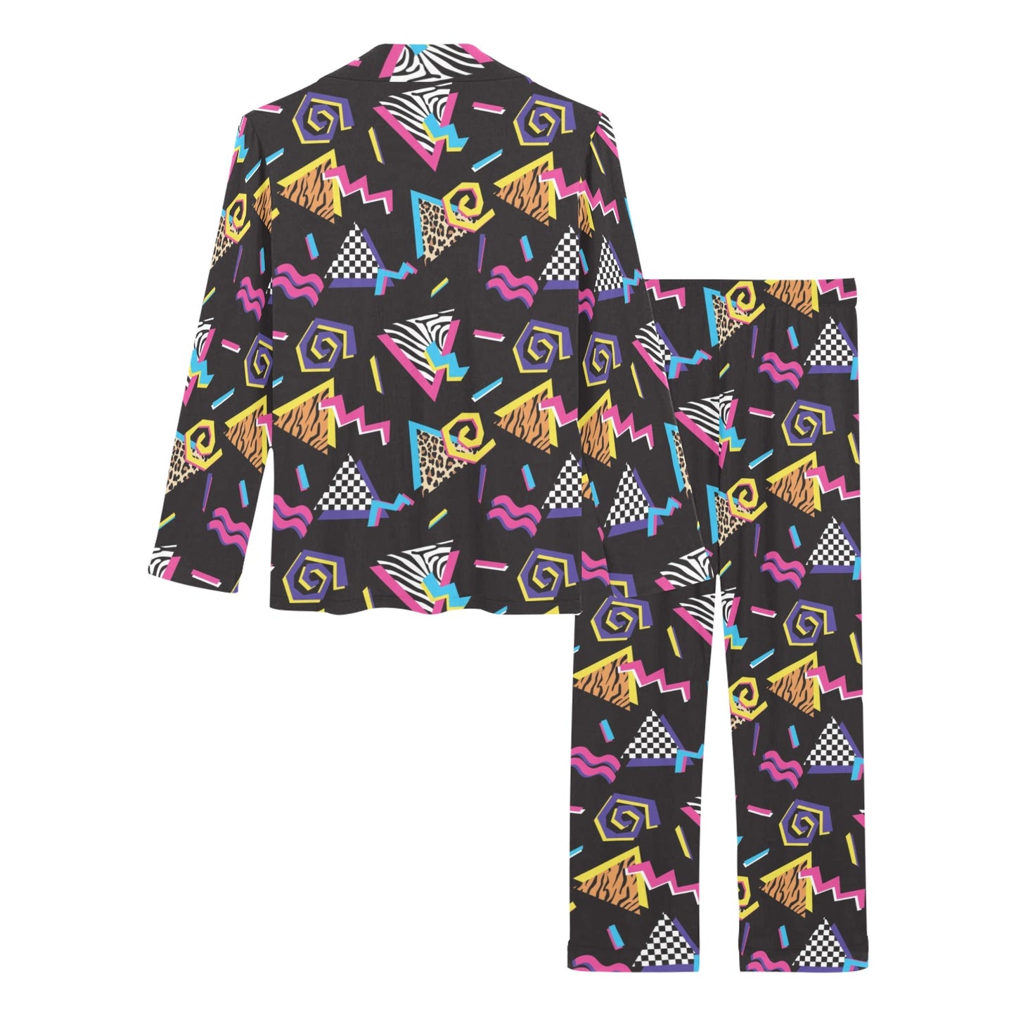 80s Pattern Print Design 3 Women's Long Pajama Set