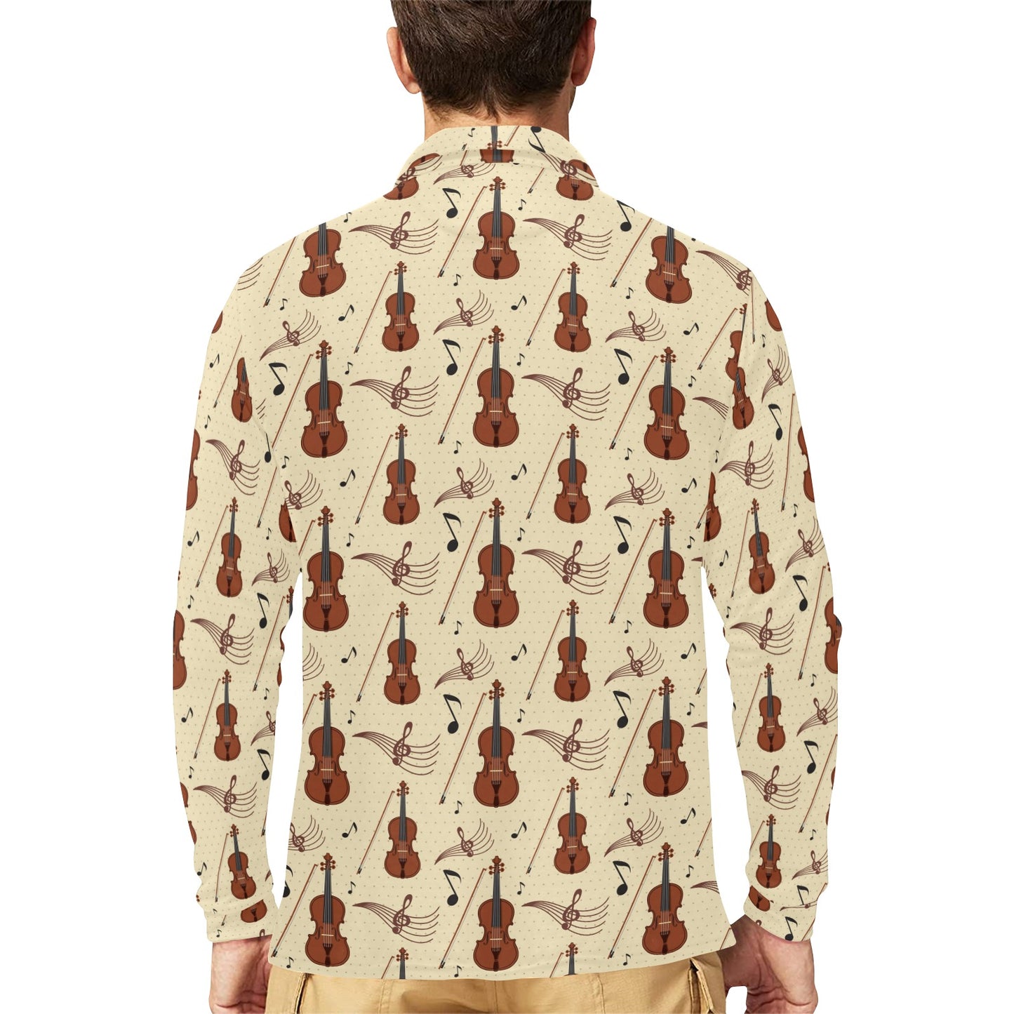 Cello Print Design LKS402 Long Sleeve Polo Shirt For Men's
