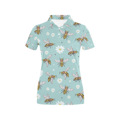 Bee Pattern Print Design BEE010 Women's Polo Shirt