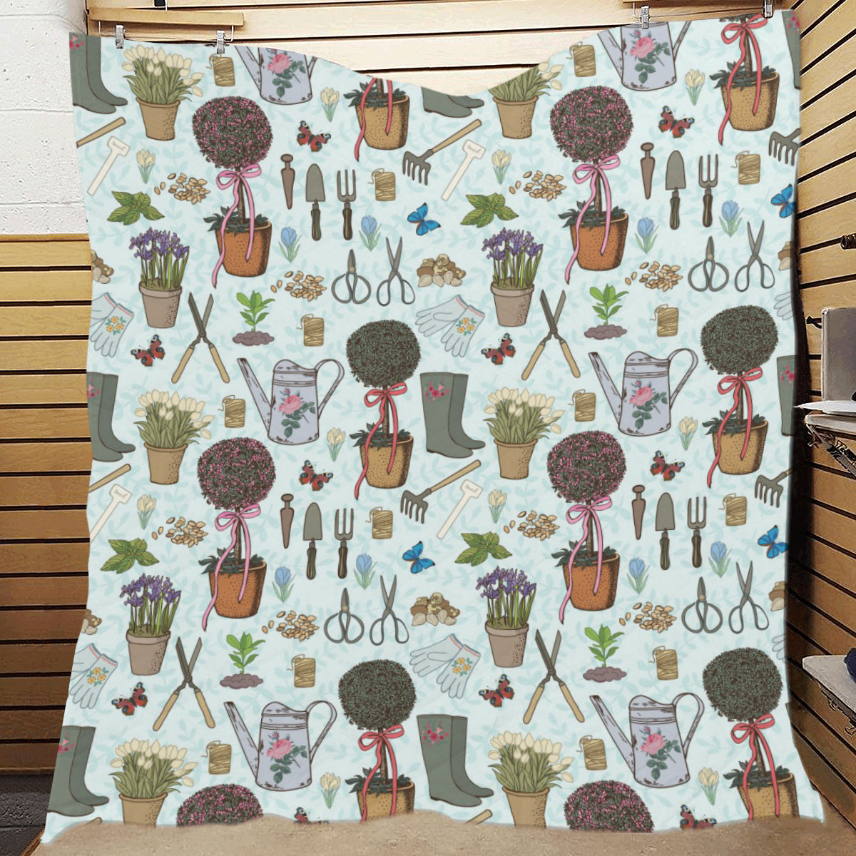 Gardening Pattern Print Design G01 Premium Quilt