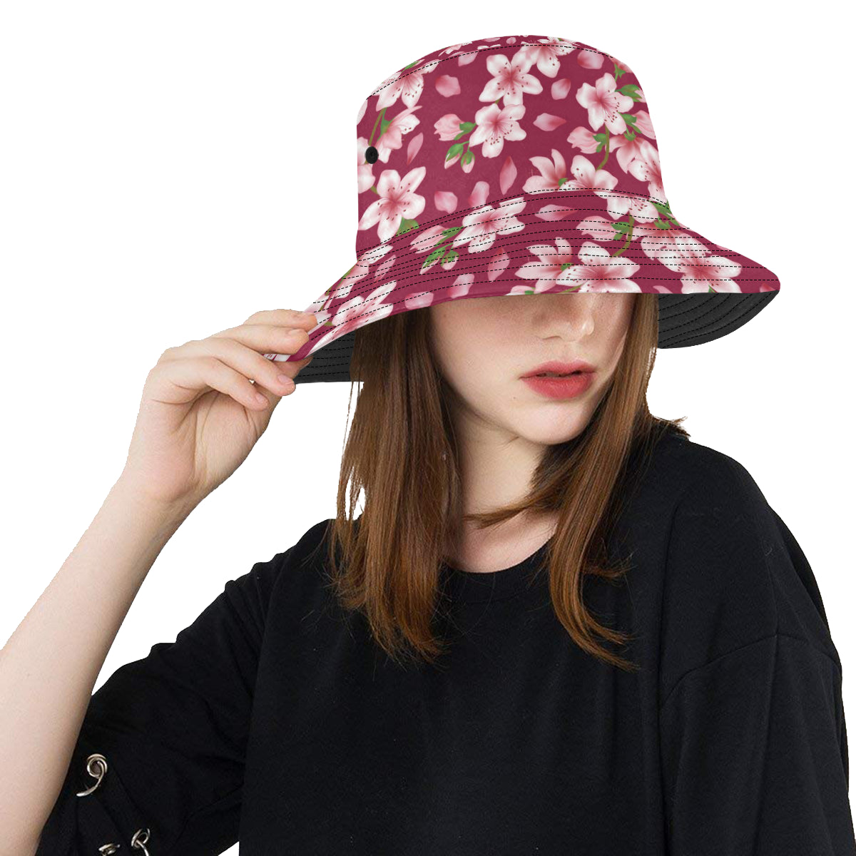 Cherry Blossom Pattern Print Design CB06 Unisex Bucket Hat