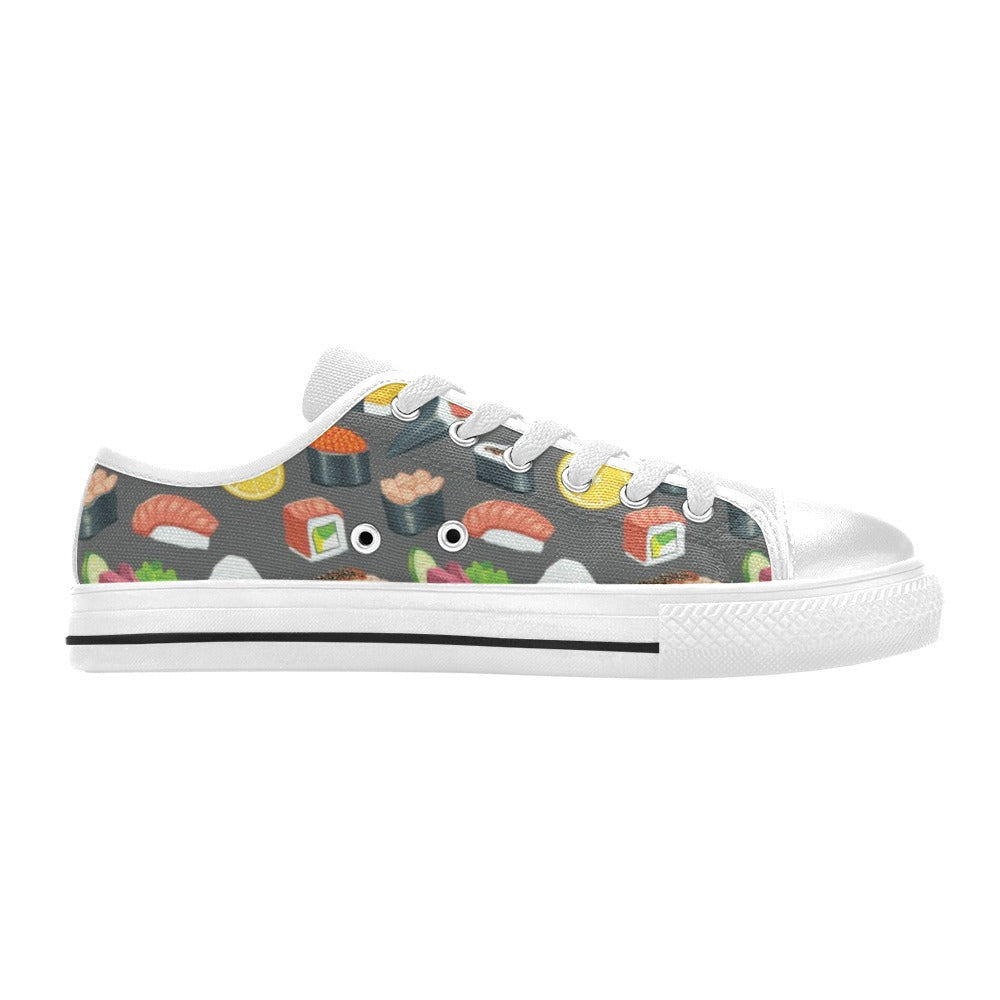 Sushi Print Design LKS302 Women's White Low Top Shoes