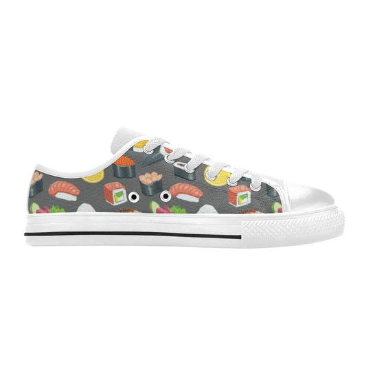 Sushi Print Design LKS302 Women's White Low Top Shoes