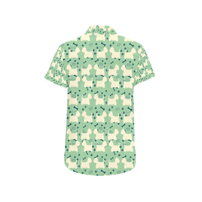 Scottish Terriers Print Design LKS302 Men Short Sleeve Button Up Shirt