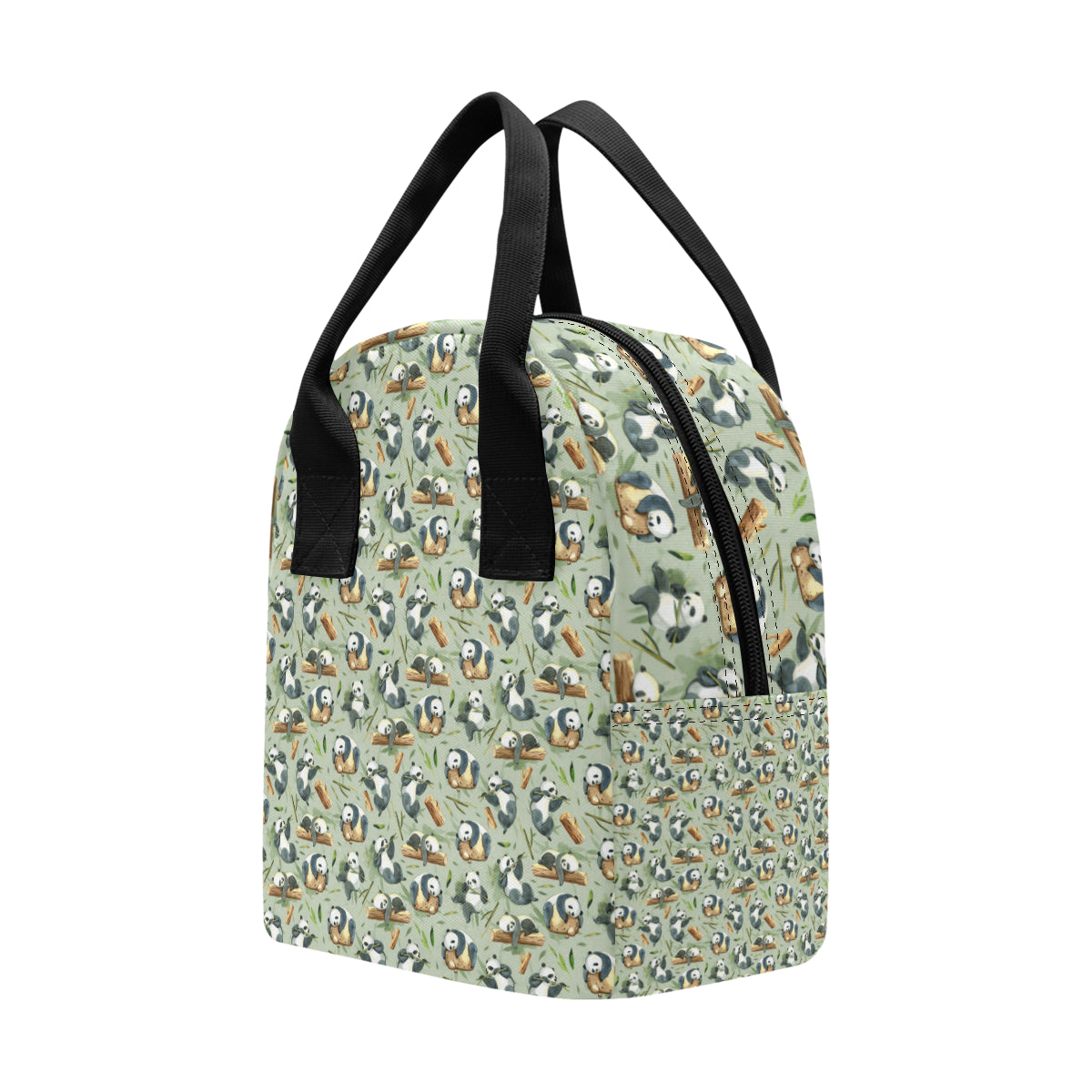 Panda Bear Design Bamboo Print Insulated Lunch Bag