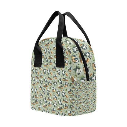 Panda Bear Design Bamboo Print Insulated Lunch Bag