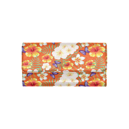 Tropical Flower Pattern Print Design TF027 Women's Trifold Wallet