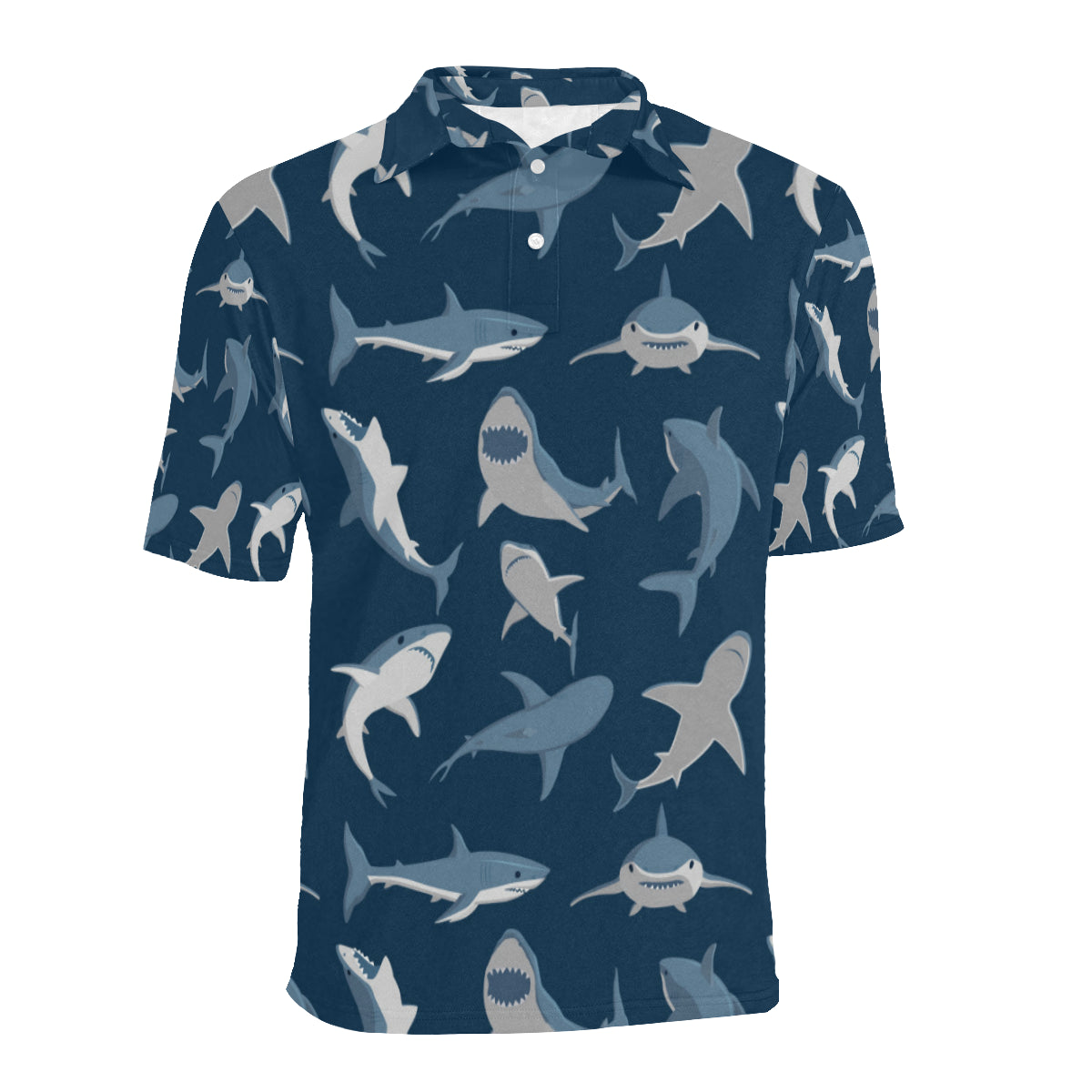 Shark Action Pattern Men Polo Shirt