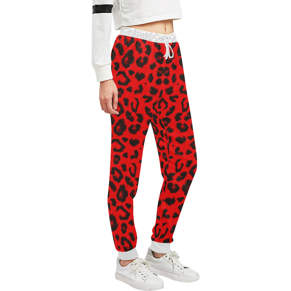 Leopard Red Skin Print Unisex Sweatpants