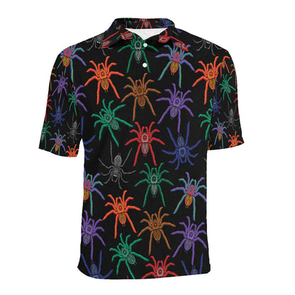 Tarantula Neon Color Pattern Print Design 03 Men Polo Shirt