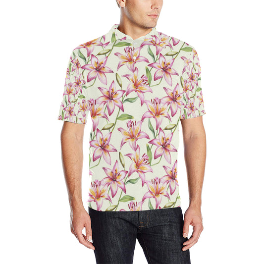 Lily Pattern Print Design LY011 Men Polo Shirt