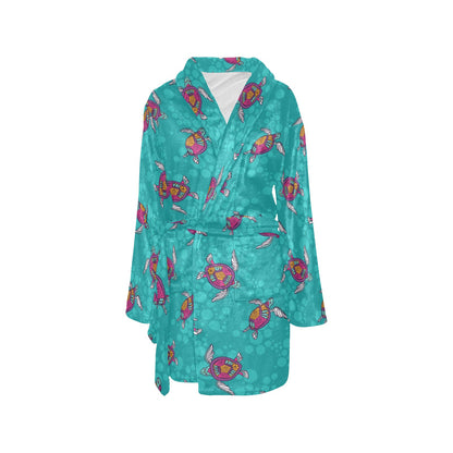 Sea Turtle Pattern Women's Fleece Robe