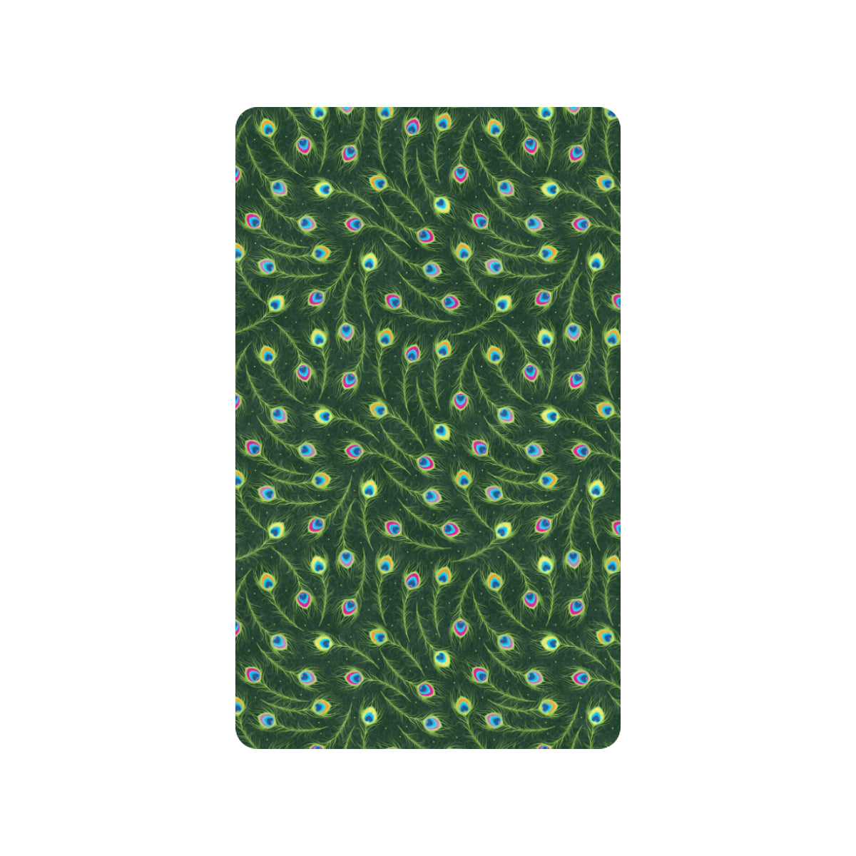 Peacock Feather Green Design Print Rubber Doormat