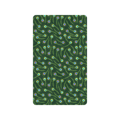 Peacock Feather Green Design Print Rubber Doormat