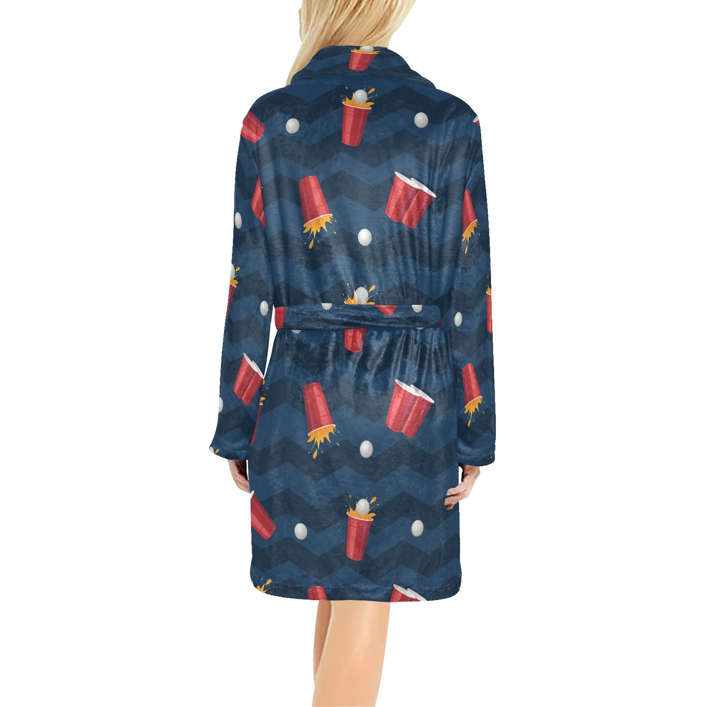 Beer Pong Pattern Print Design 01 Women's Fleece Robe