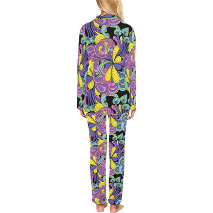Psychedelic Pattern Print Design A04 Women's Long Pajama Set