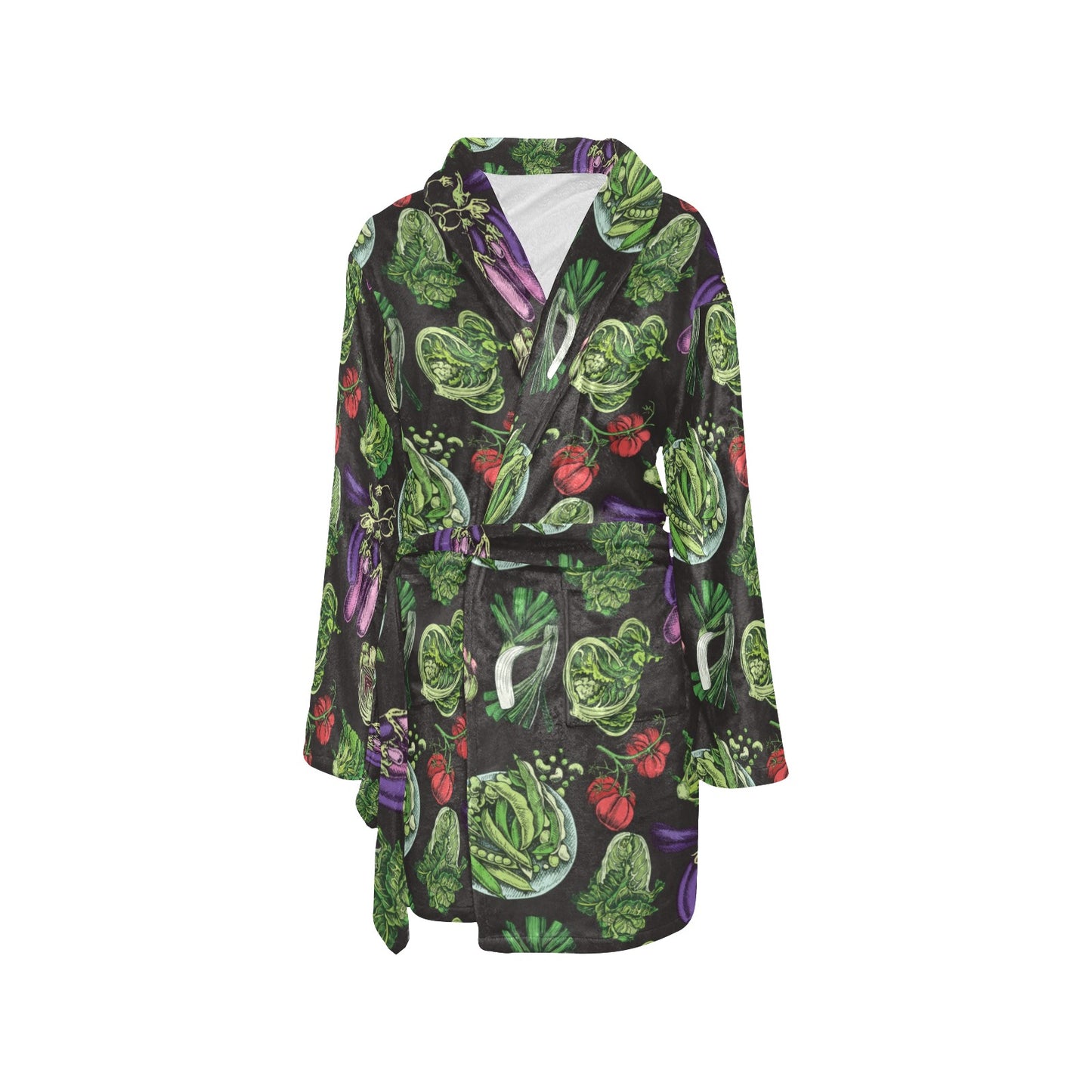 Lettuce Pattern Print Design 01 Women's Fleece Robe