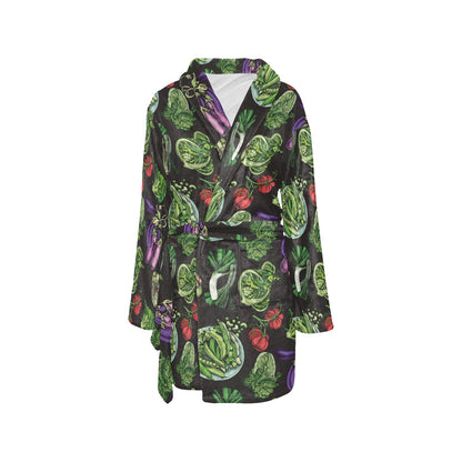 Lettuce Pattern Print Design 01 Women's Fleece Robe