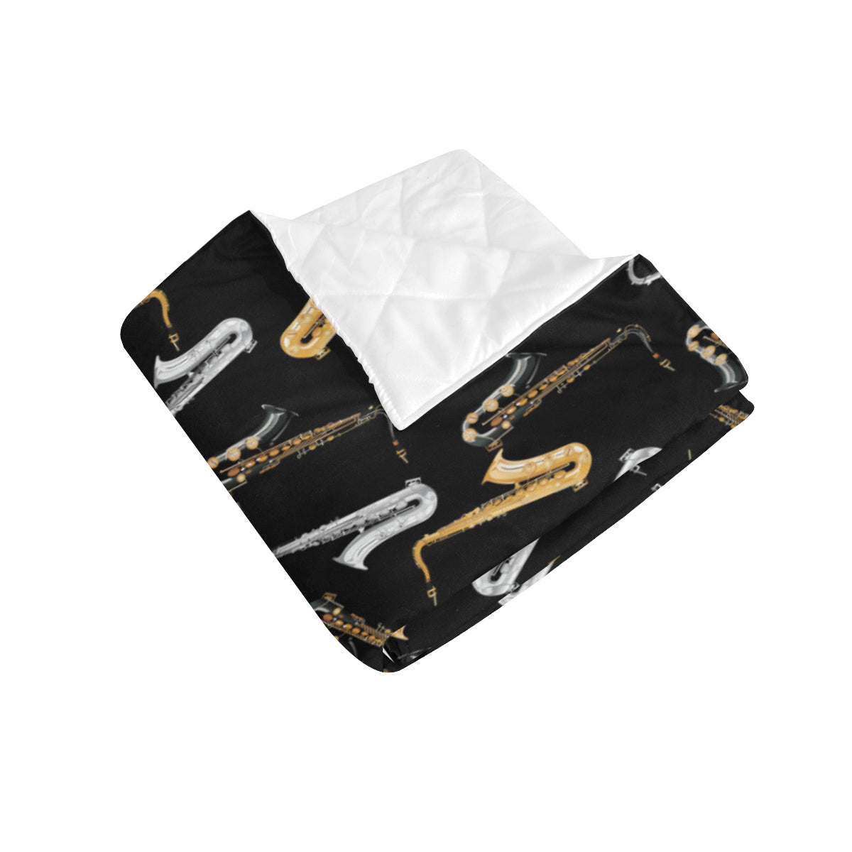 Saxophone Pattern Print Design 01 Premium Quilt