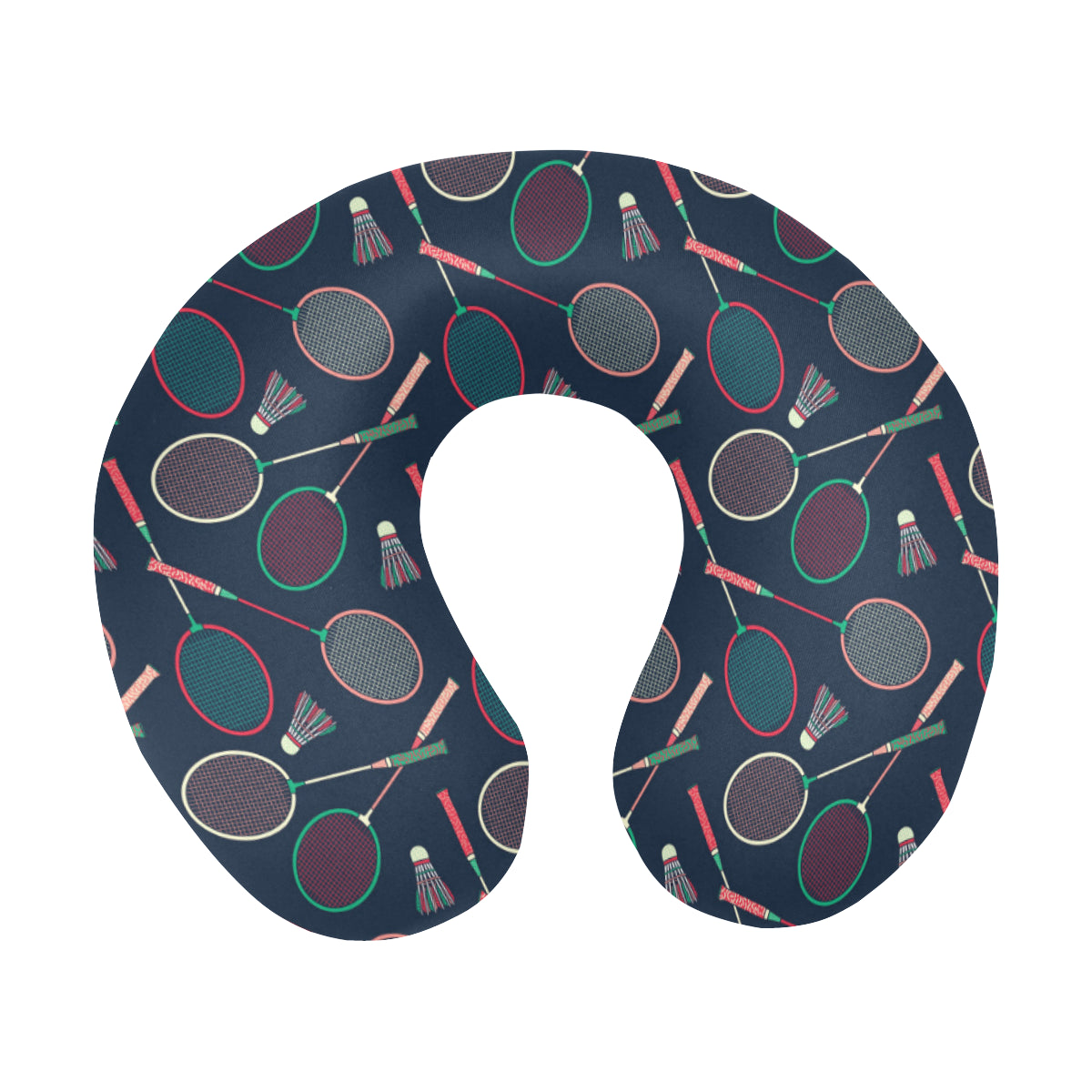 Badminton Pattern Print Design 03 U-Shaped Travel Neck Pillow
