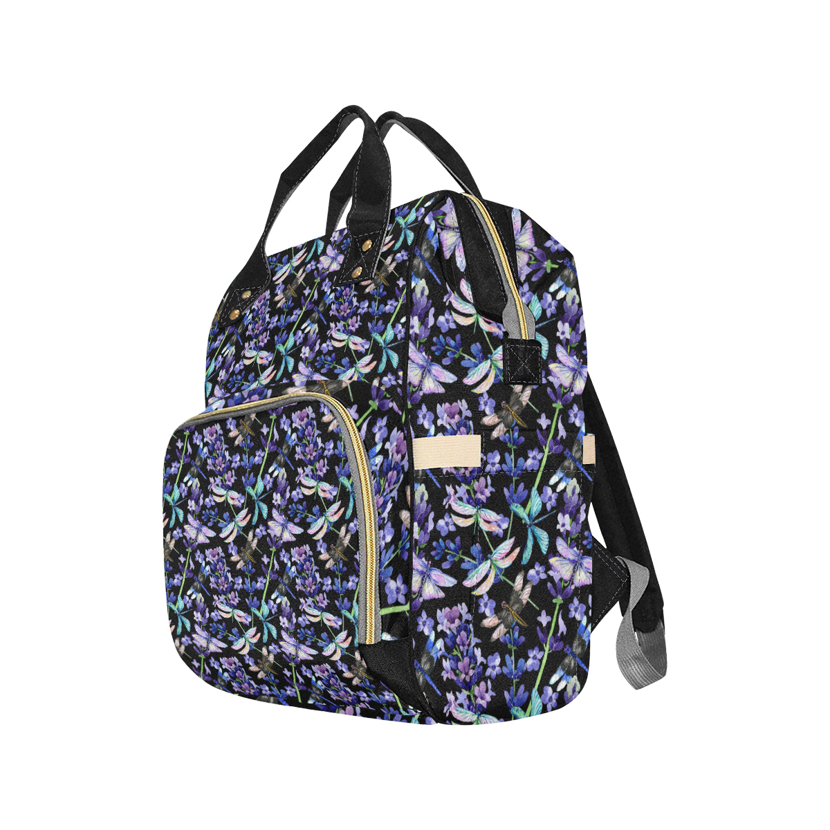 Lavender Dragonfly Pattern Print Design LV03 Diaper Bag Backpack