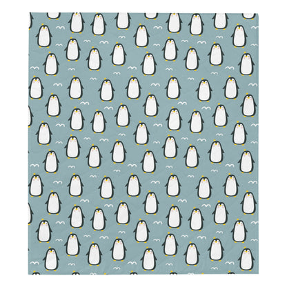 Penguin Pattern Print Design A02 Premium Quilt