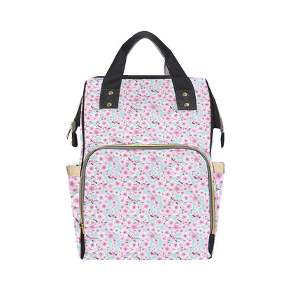 Cherry Blossom Pattern Print Design 01 Diaper Bag Backpack