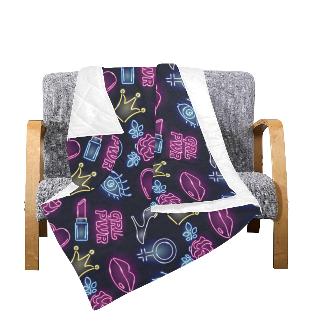 Lipstick Neon Pattern Print Design 02 Premium Quilt