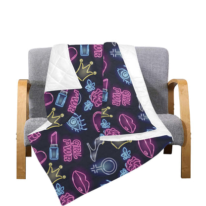 Lipstick Neon Pattern Print Design 02 Premium Quilt
