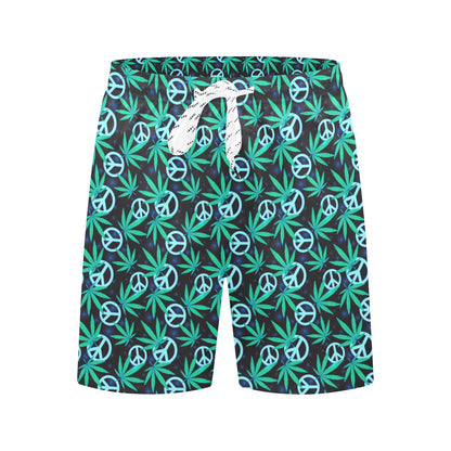 Peace Sign Themed Design Print Men's Swim Trunks Beach Shorts