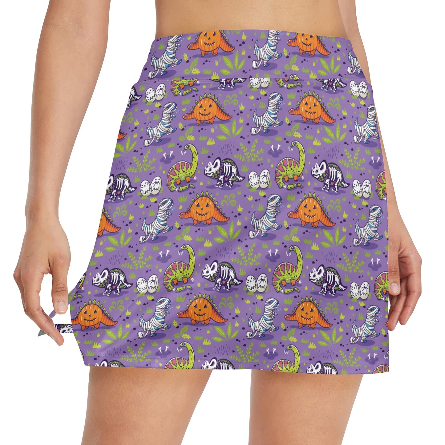 Zombie Dinosaur Print Design LKS302 17" Golf & Pickleball Skort with Pockets