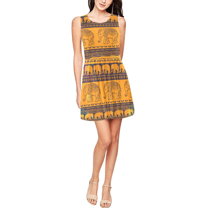 Elephant Aztec Sleeveless Dress