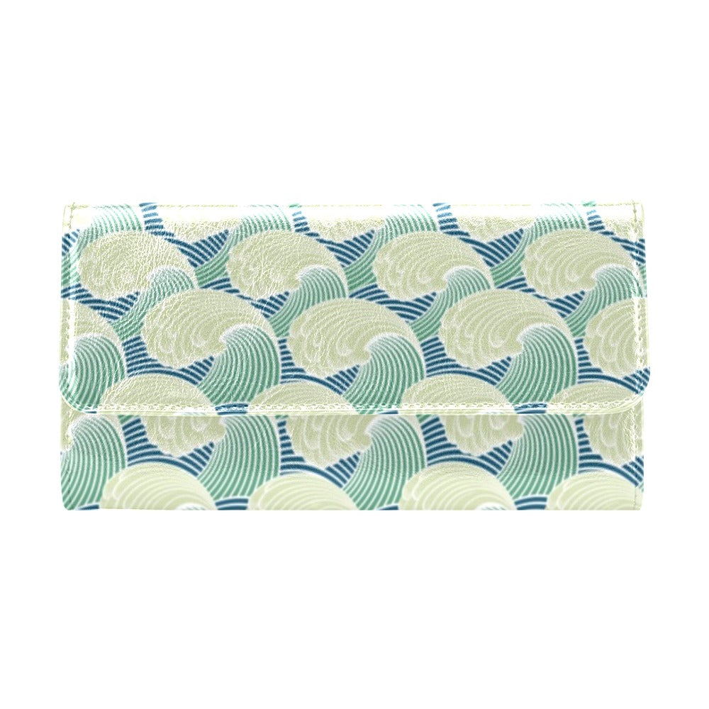Wave Japan Style Print Design LKS302 Women's Trifold Wallet
